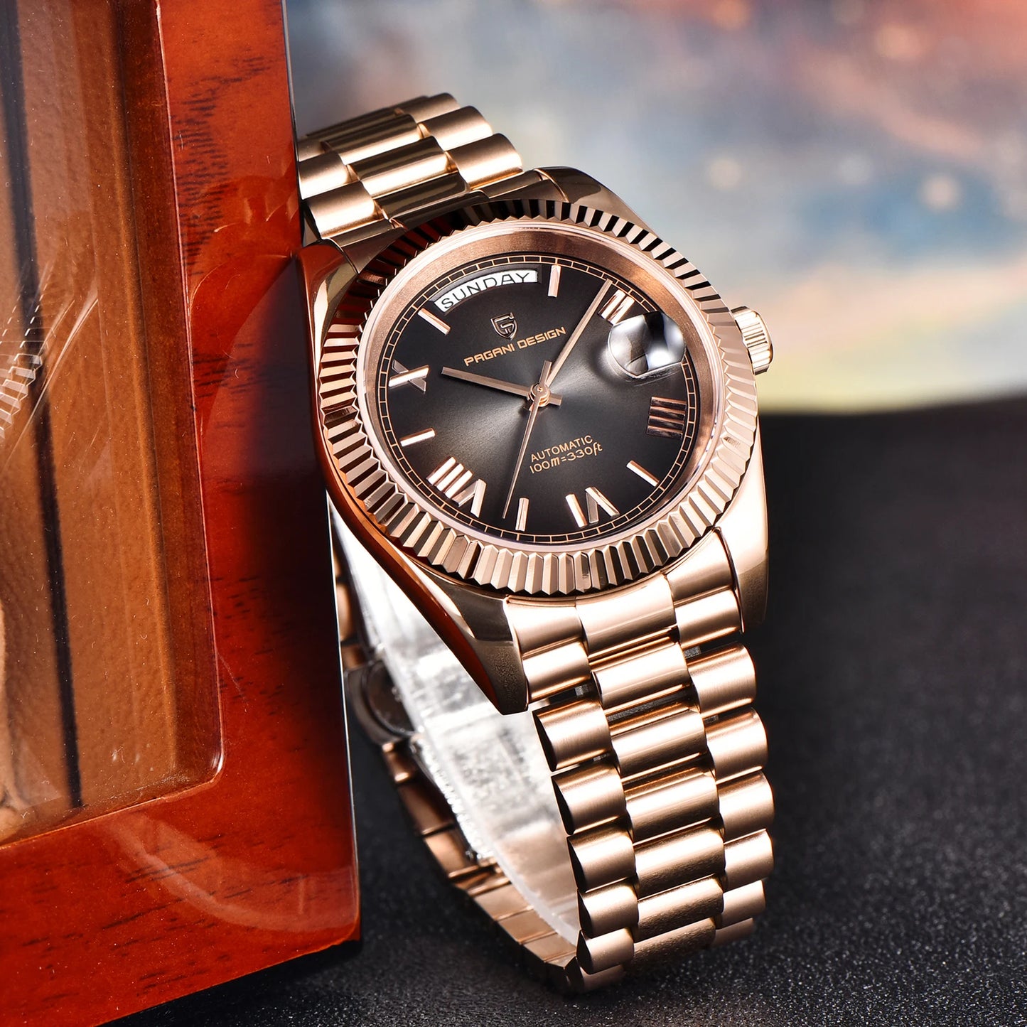 RELÓGIO PAGANI DESIGN DATEJUST GOLDENSILVER