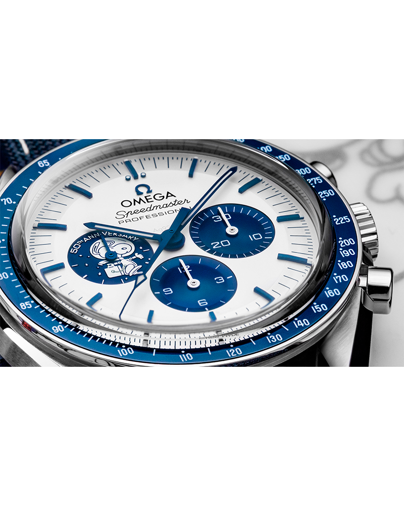 RELÓGIO OMEGA SPEEDMASTER SERIE DE ANIVERSARIO SNOOPY 50 TH (LINHA PREMIUM)