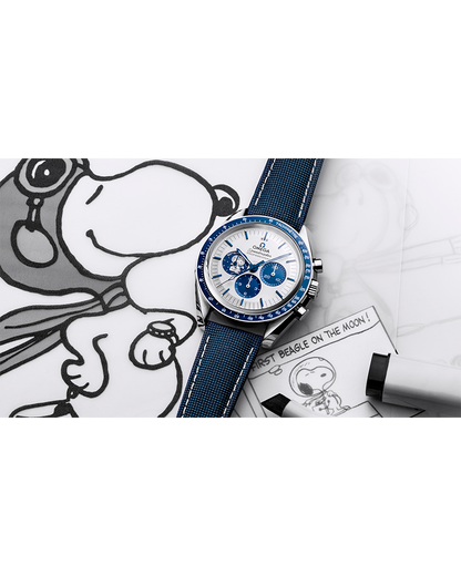 RELÓGIO OMEGA SPEEDMASTER SERIE DE ANIVERSARIO SNOOPY 50 TH (LINHA PREMIUM)